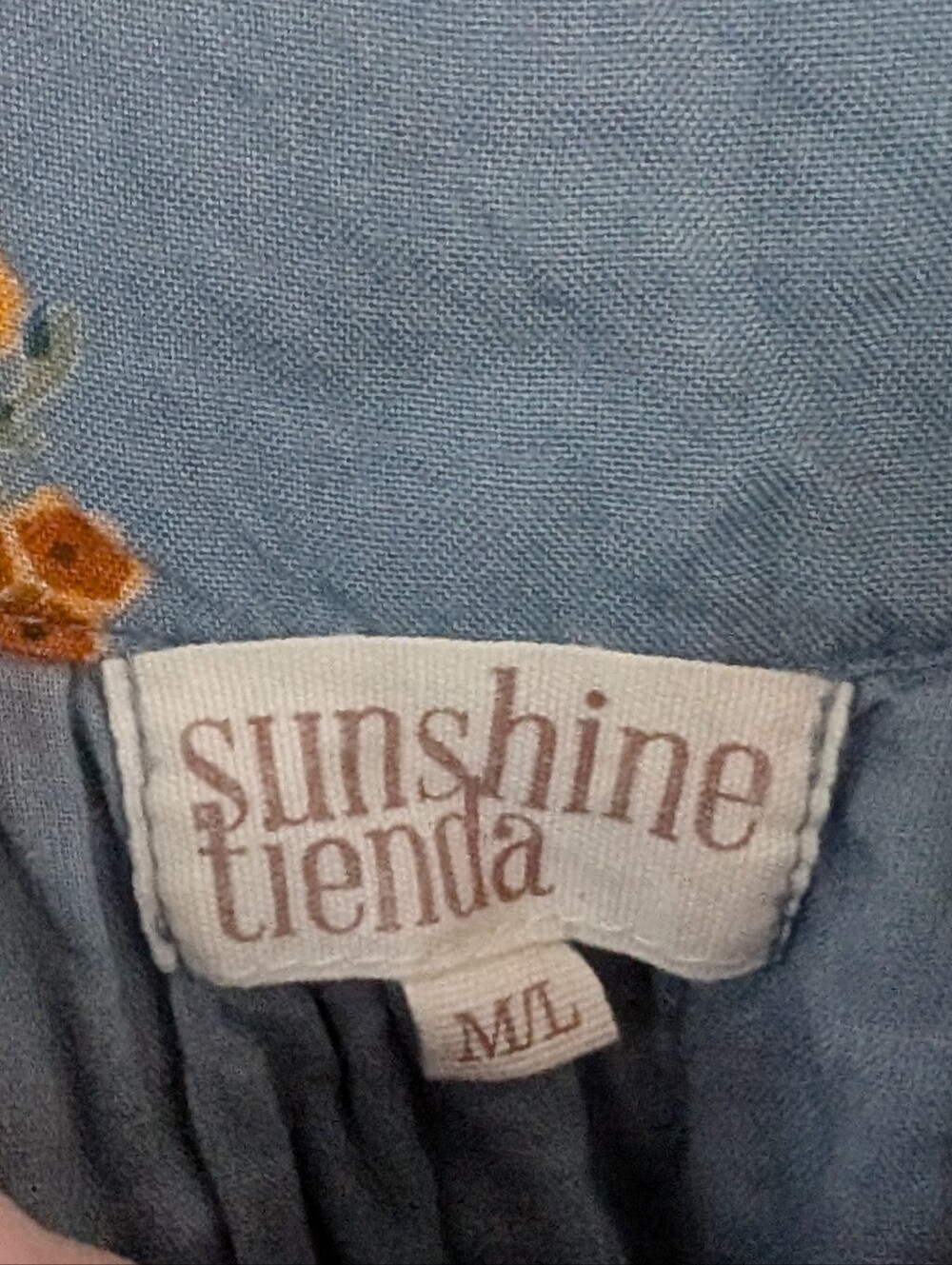 Sunshine Tienda Ruffle Sleeve Tank Dress Square Neck Mini Floral Blue Grey M/L - Picture 5 of 5